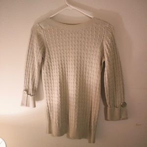 Karen Scott Cable Knit Sweater (Beige)